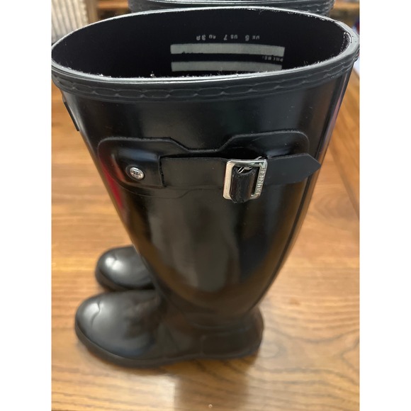 Hunter Original Tall Gloss Black Rubber Rain Boots Women US 7 UK 5 EU 38 - Picture 2 of 15